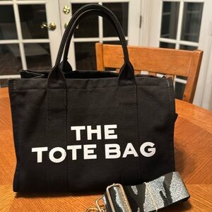 Cute tote bag large black and white